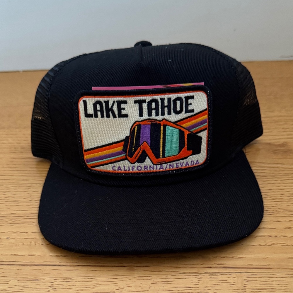 Lake Tahoe Black Trucker Hat with Vibrant Patch